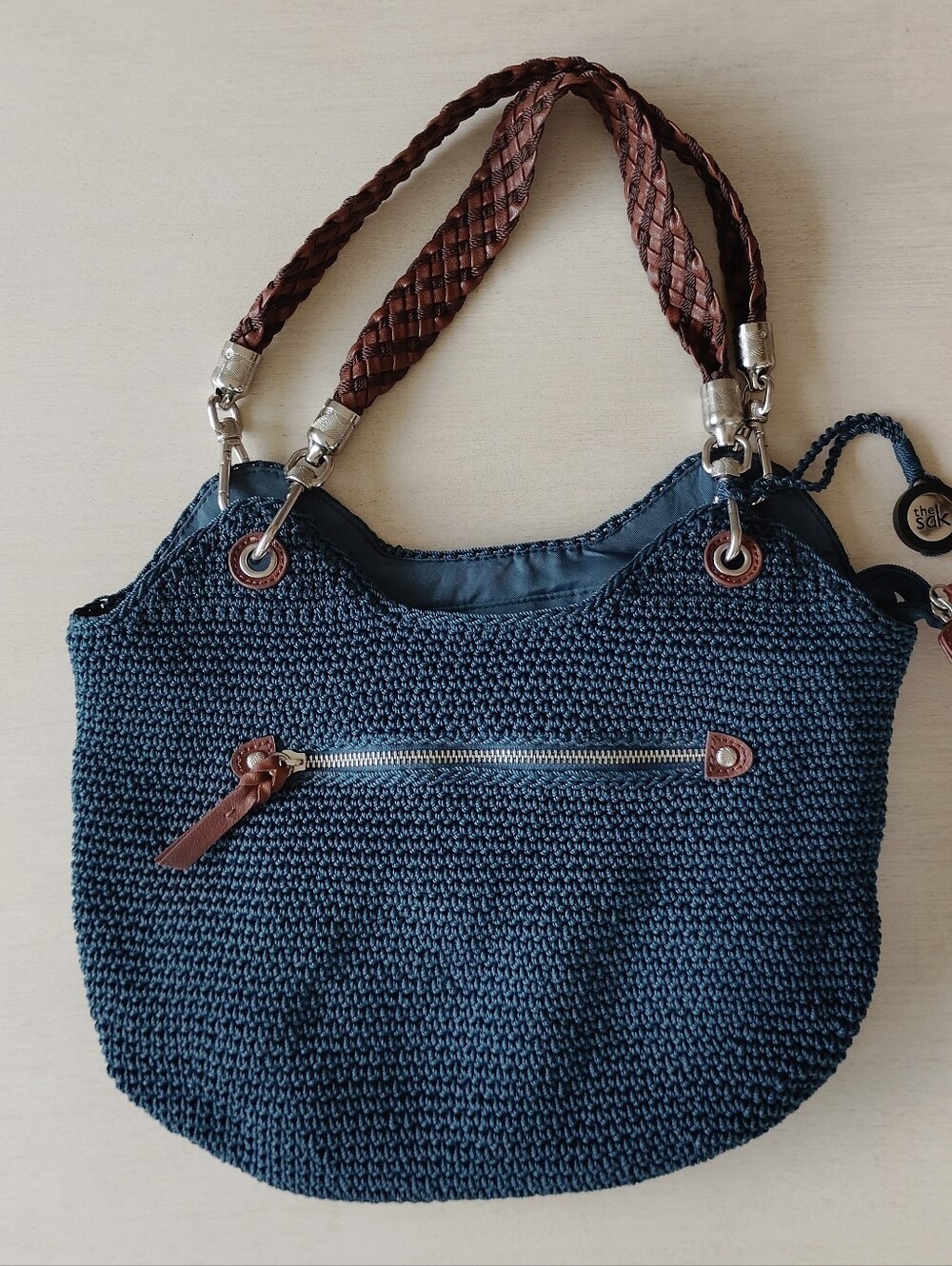 The Sak Indigo Navy Crochet Satchel Shoulder Bag
